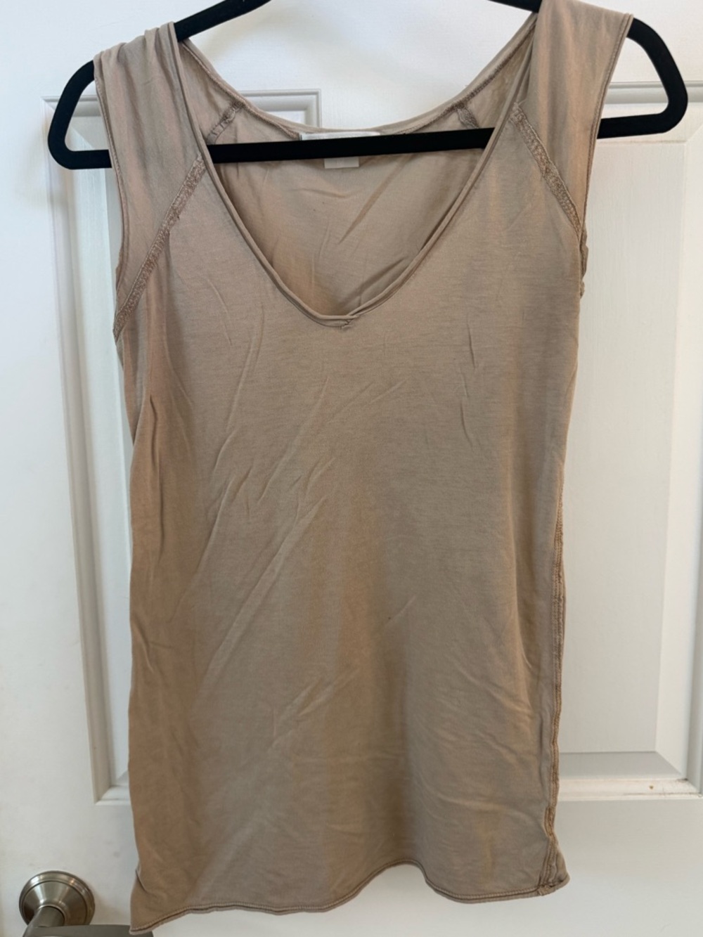 La Miel Sleeveless V-Neck Women's Tank Top - Beige